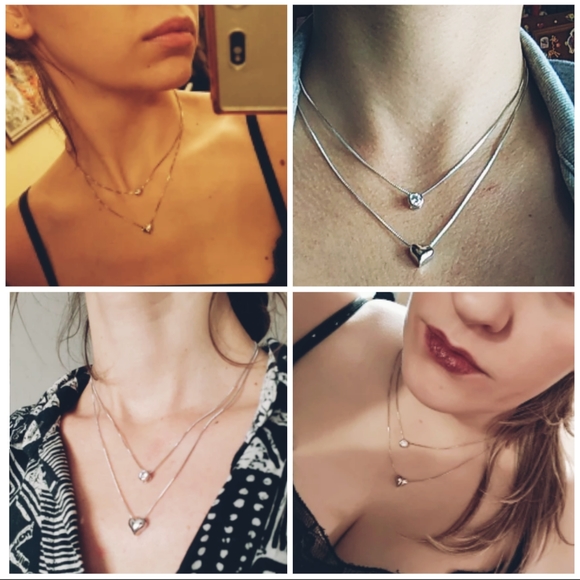 925 Sterling Silver Necklace Double Layer Chain - Picture 8 of 8